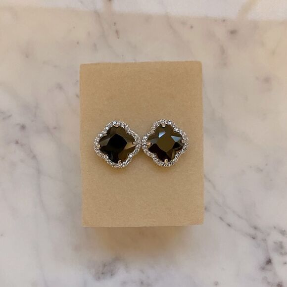 Lord & Taylor Black Cubic Zirconia Sterling Silver Stud Earrings - Picture 1 of 9